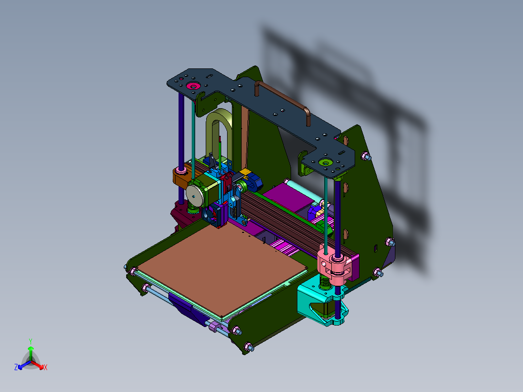 近端手提高精度三维打印机正等轴测图