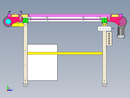 柔性输送链输送模型图左视缩略图