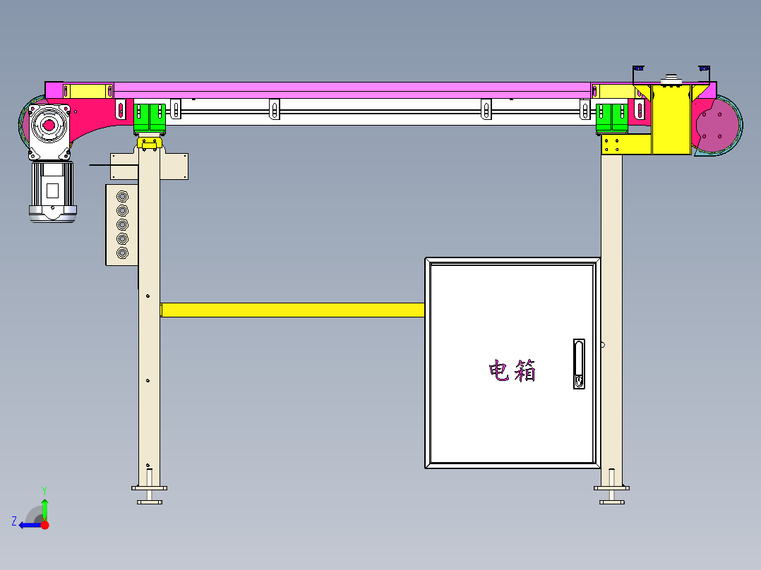 柔性输送链输送模型图右视图