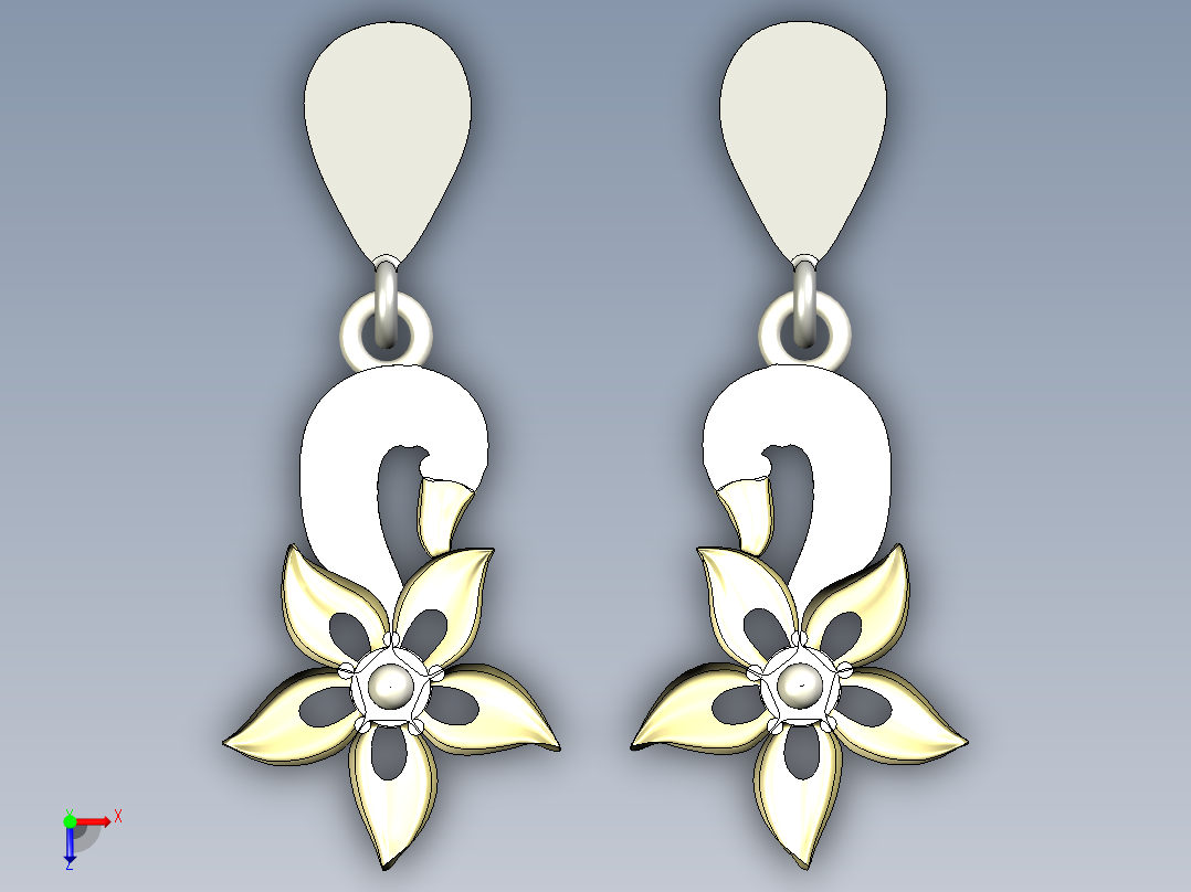 B2005326-镀金-镀铂耳钉俯视图