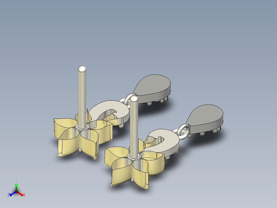B2005326-镀金-镀铂耳钉正等轴测图