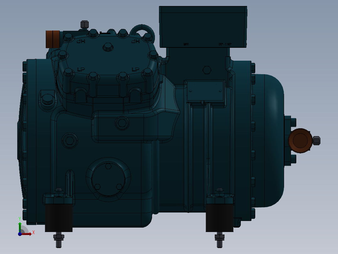 标准4缸压缩机模型前视图