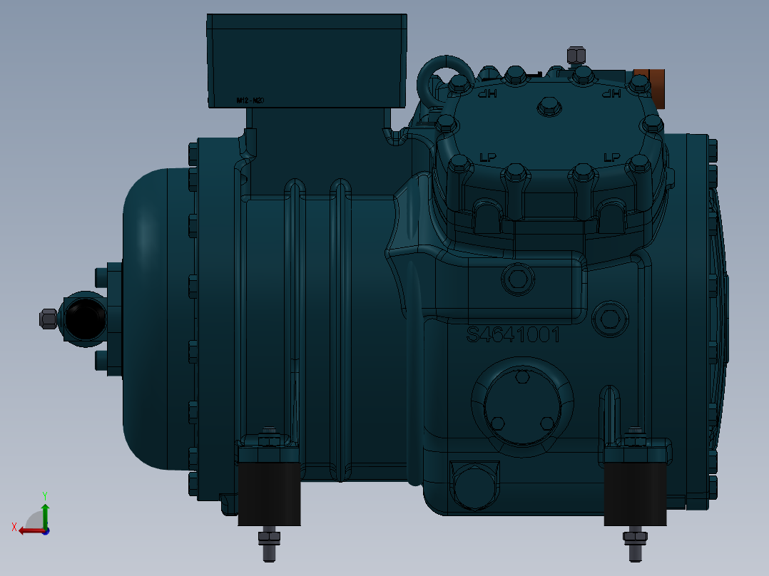 标准4缸压缩机模型后视图