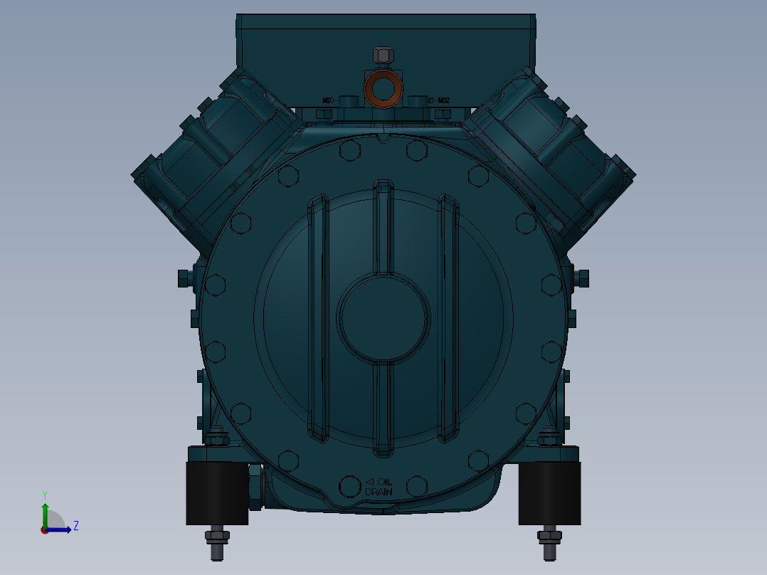 标准4缸压缩机模型左视图