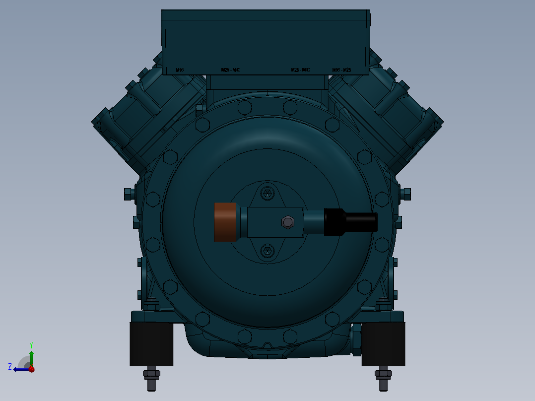 标准4缸压缩机模型右视图
