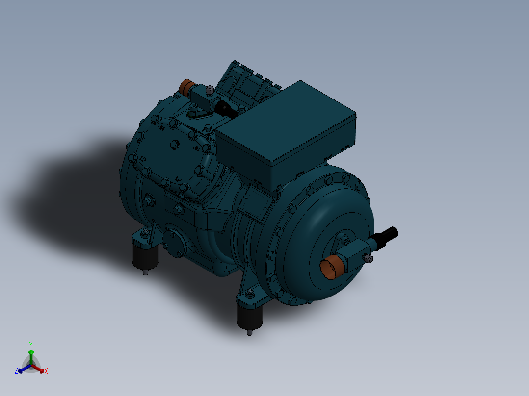 标准4缸压缩机模型正等轴测图