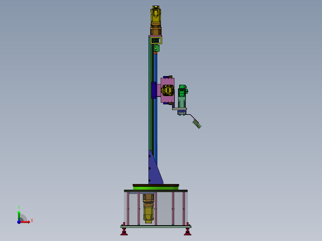 四自由度圆柱坐标机器人机械手 sw24前视图