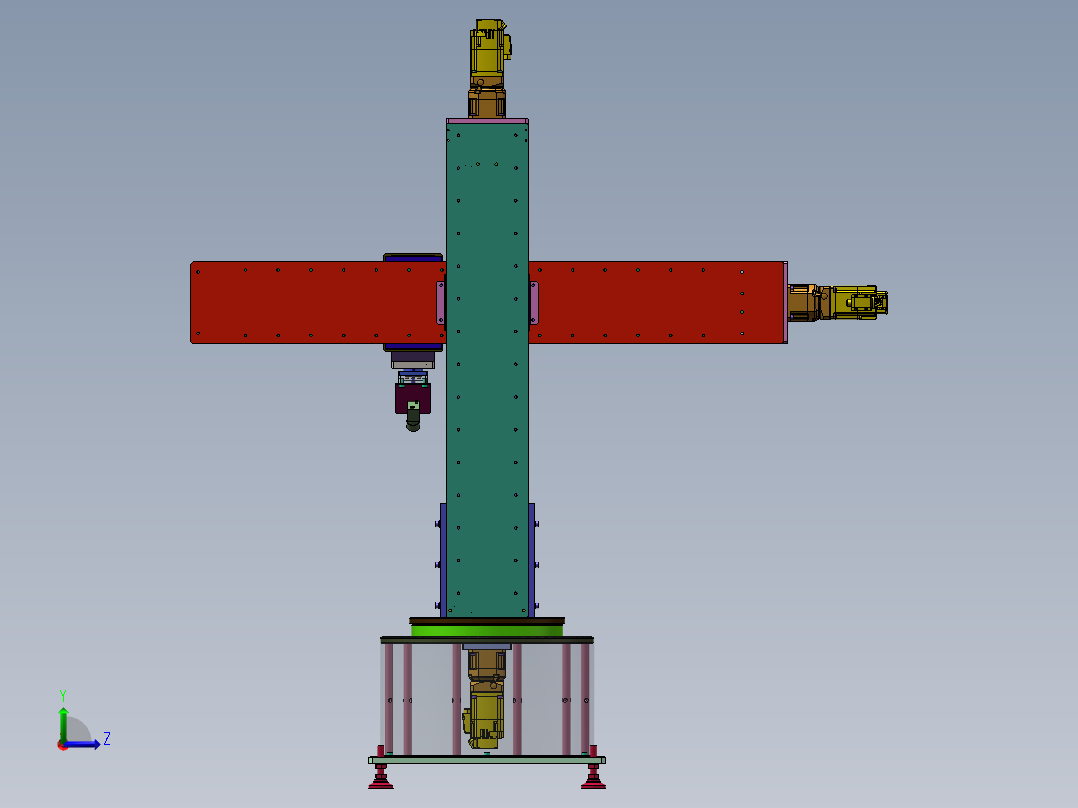 四自由度圆柱坐标机器人机械手 sw24左视图