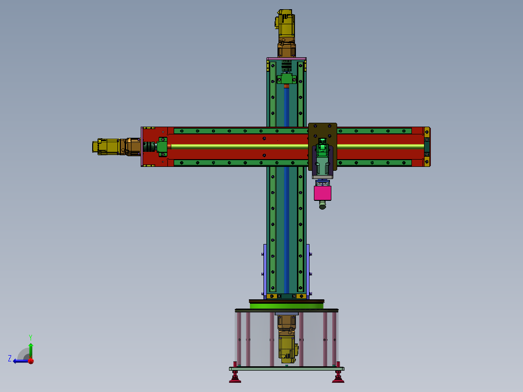 四自由度圆柱坐标机器人机械手 sw24右视图