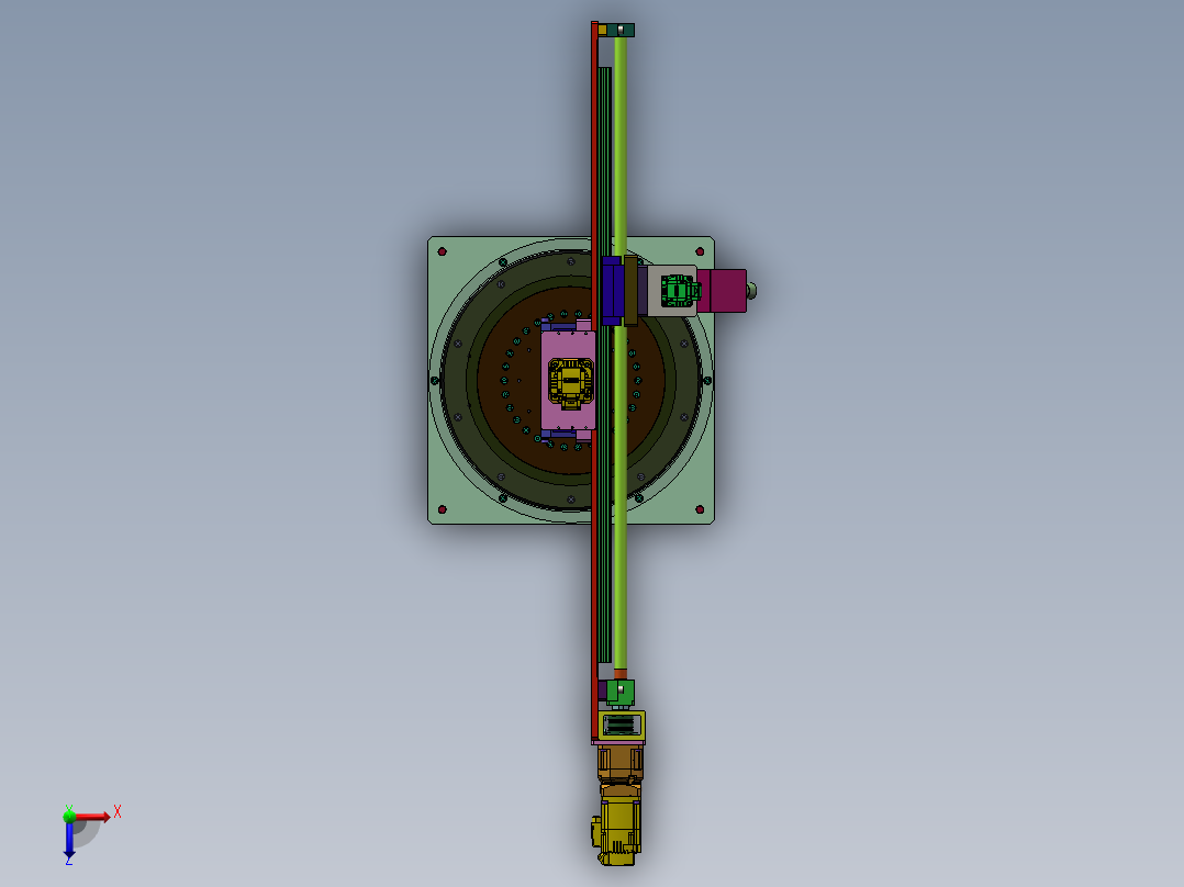 四自由度圆柱坐标机器人机械手 sw24俯视图
