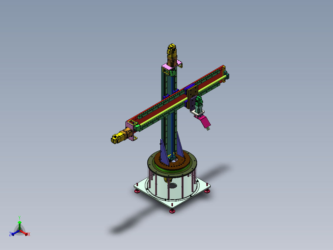 四自由度圆柱坐标机器人机械手 sw24正等轴测图