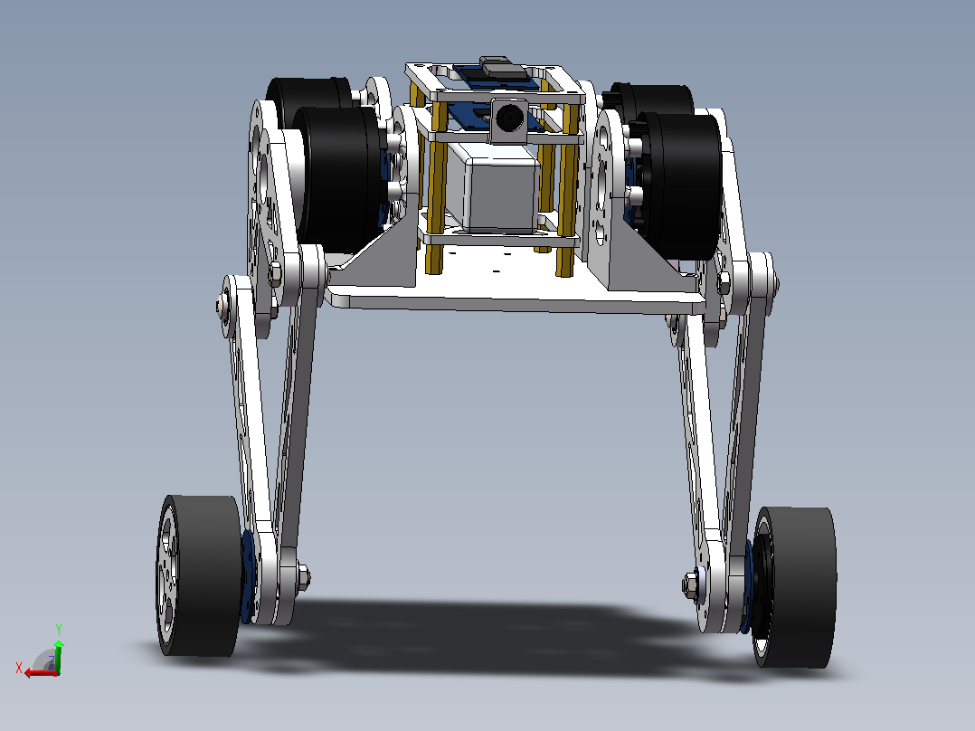 开源Robotmaster轮式双足机器人3D数模图纸 Solidworks设计主视图