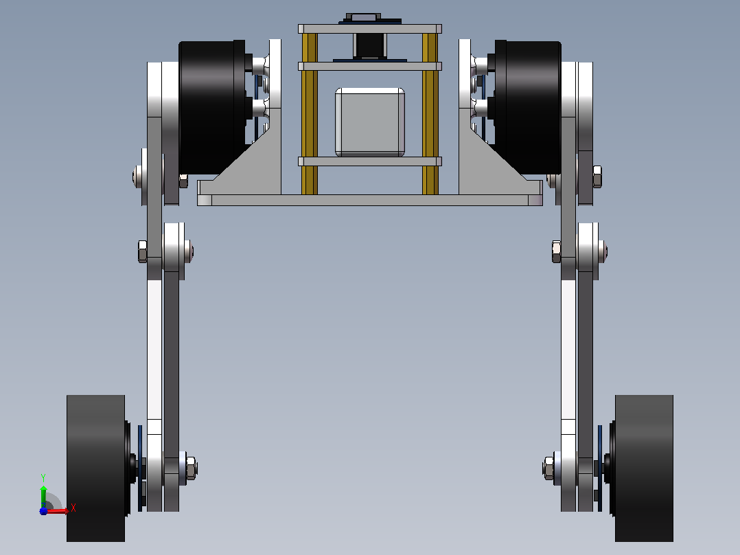 开源Robotmaster轮式双足机器人3D数模图纸 Solidworks设计前视图