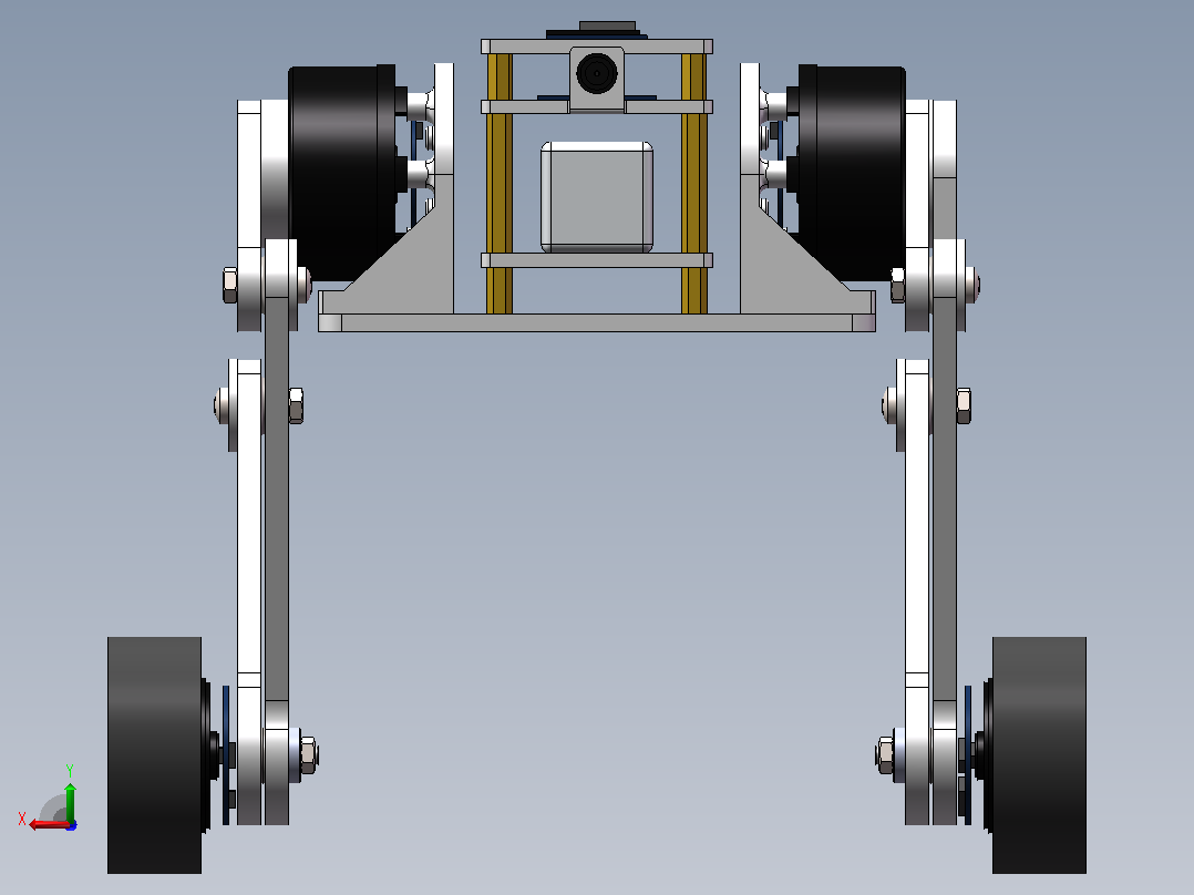 开源Robotmaster轮式双足机器人3D数模图纸 Solidworks设计后视图