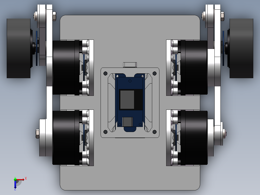 开源Robotmaster轮式双足机器人3D数模图纸 Solidworks设计俯视图