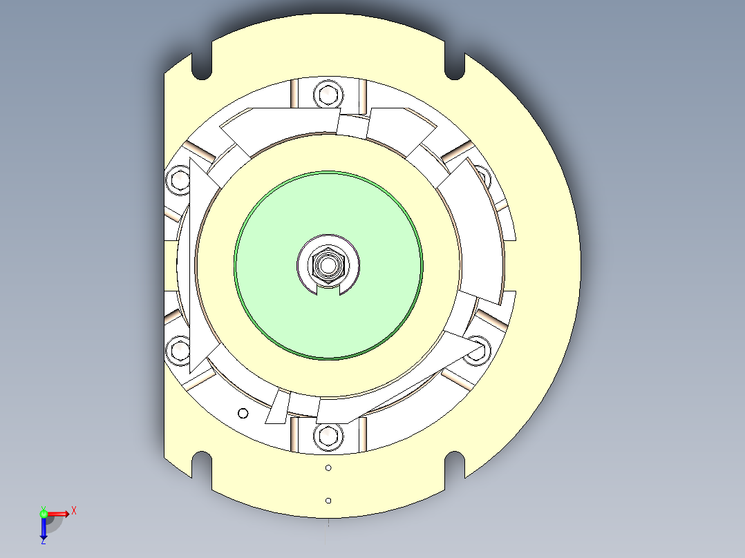 5轴机床夹具Solidworks设计俯视图