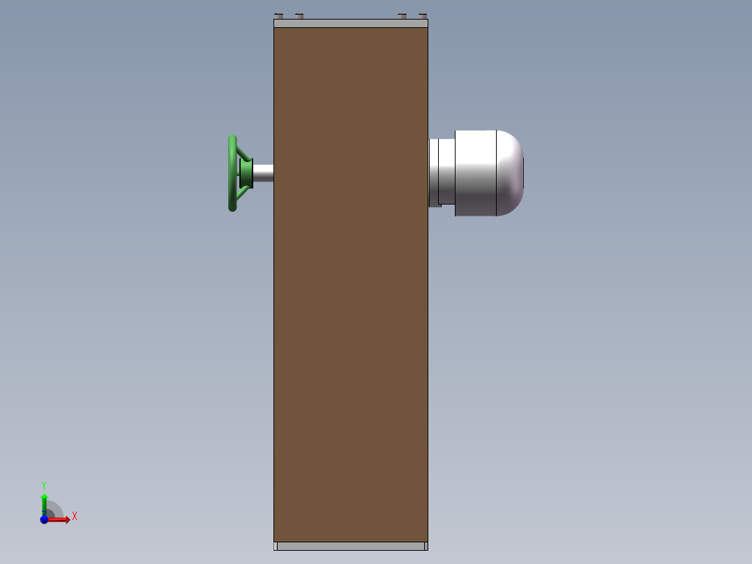 Q031-一种停电后可人工操作的电动栏杆的设计【三维SolidWorks】前视图