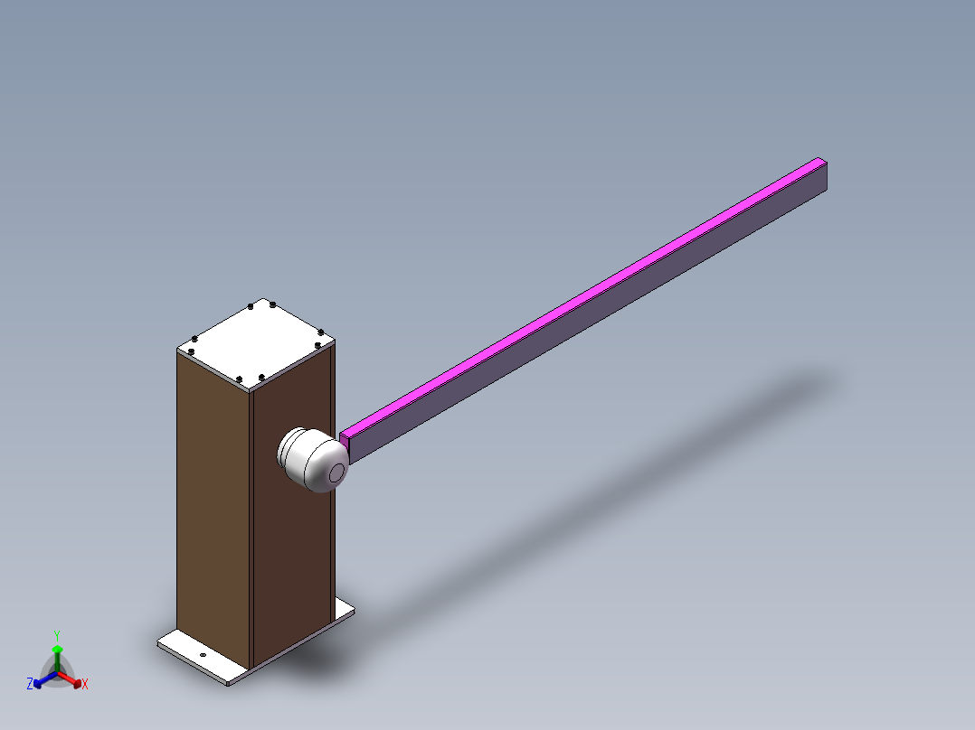 Q031-一种停电后可人工操作的电动栏杆的设计【三维SolidWorks】正等轴测图