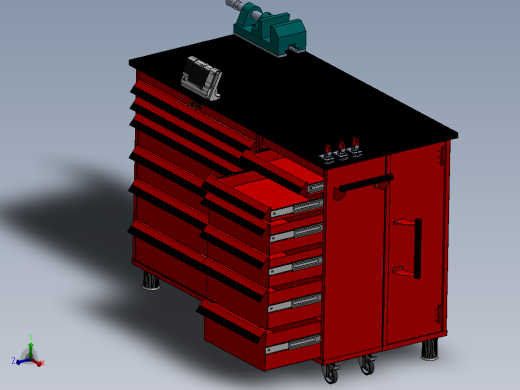 机械工程师的工作台工具柜模型3D图纸 Solidworks设计