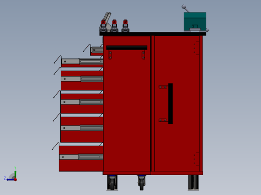机械工程师的工作台工具柜模型3D图纸 Solidworks设计右视缩略图