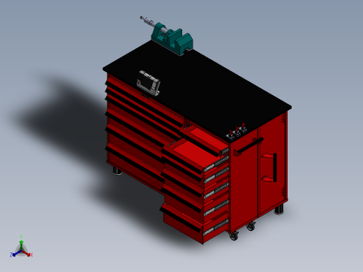 机械工程师的工作台工具柜模型3D图纸 Solidworks设计正等轴测缩略图