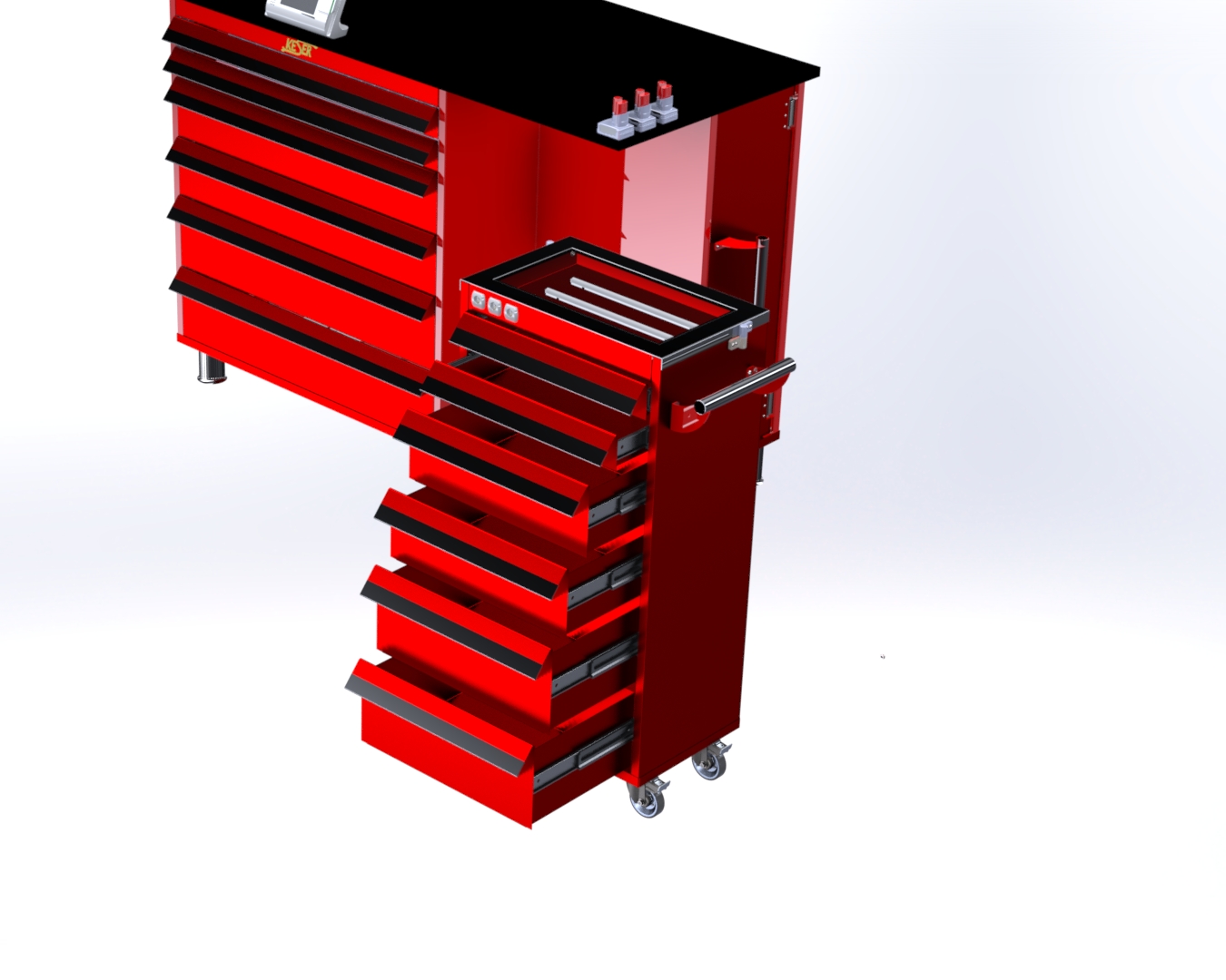 机械工程师的工作台工具柜模型3D图纸 Solidworks设计