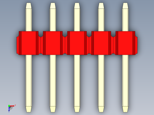 彩色公头100mil（2.54mm）系列-DS1021_red_2x05p_100mil_Type1_rev1.0俯视缩略图