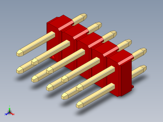 彩色公头100mil（2.54mm）系列-DS1021_red_2x05p_100mil_Type1_rev1.0正等轴测缩略图