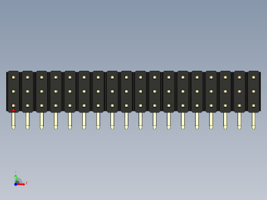 彩色公排针 100mil 2.54mm 系列-DS1022_black_3x18p_100mil_TypeD_rev1.0前视缩略图