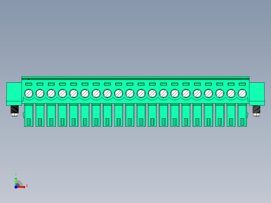 DEGSON 15EDG（公头） 3.5mm 螺钉锁紧，插拔式接线端子 FullPack-15EDGKM-3.5-20P-14-00AH前视图