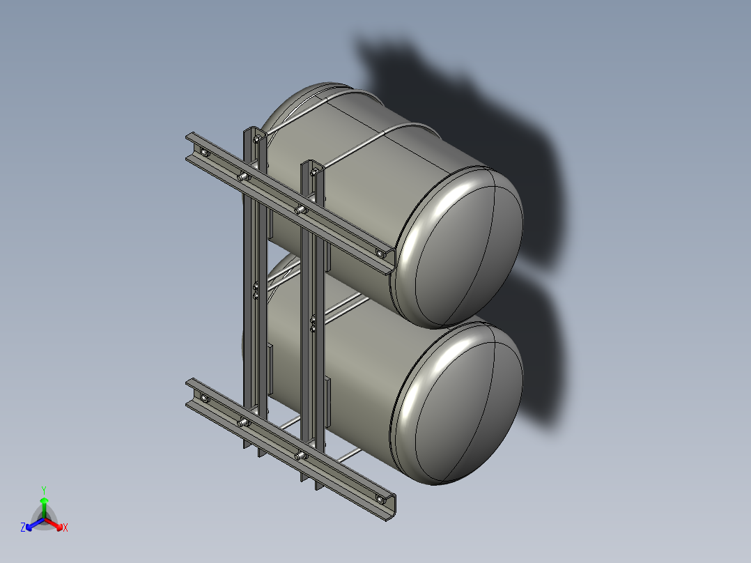 储油空气压缩车正等轴测图
