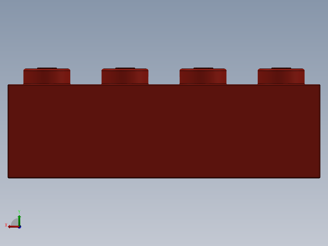 乐高套装 4421基本积木-300121 Bright Red Brick 2 x 4.SLDPRT后视图