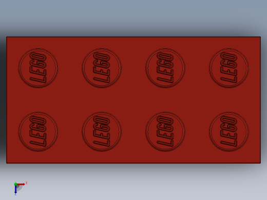 乐高套装 4421基本积木-300121 Bright Red Brick 2 x 4.SLDPRT俯视缩略图