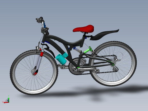 减震越野自行车三维