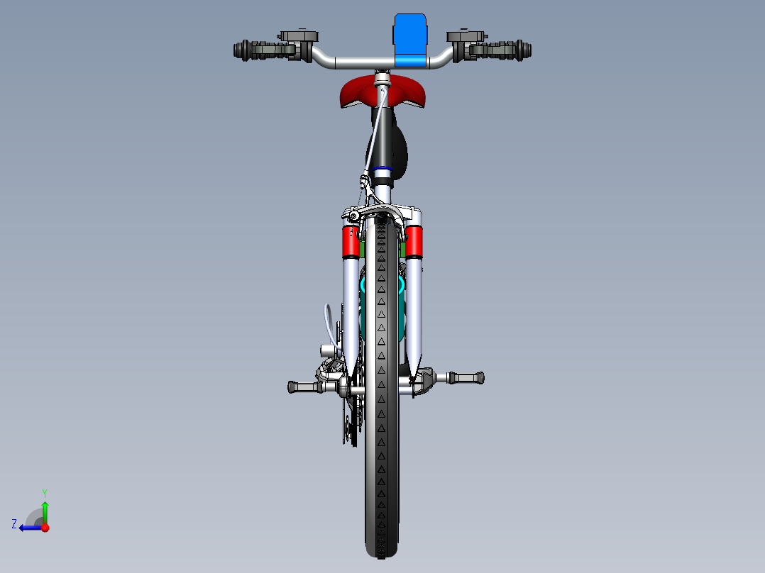 减震越野自行车三维右视图