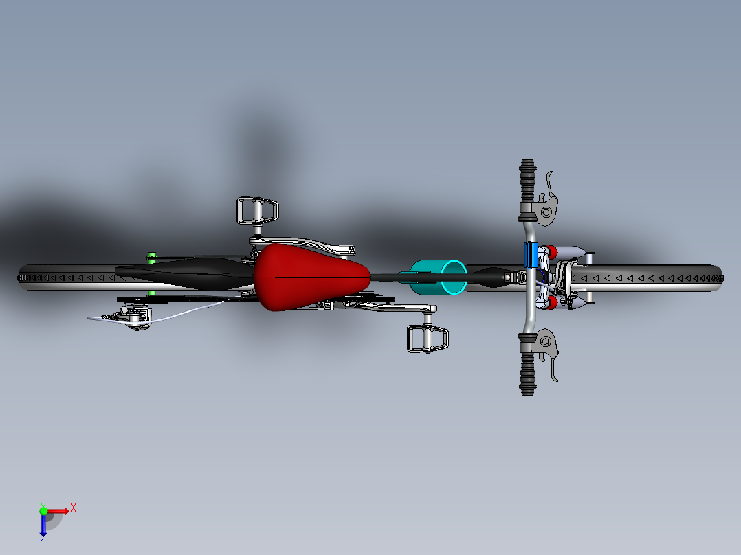 减震越野自行车三维俯视图