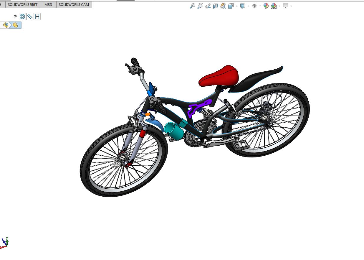 减震越野自行车三维