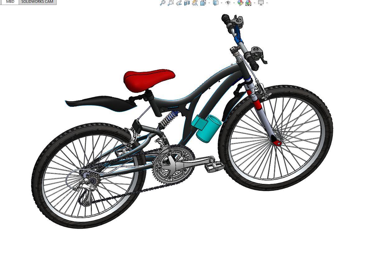 减震越野自行车三维