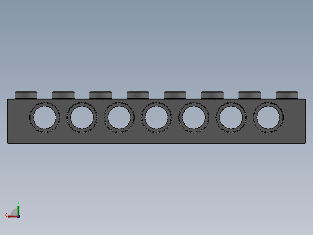 乐高机械组积木（横梁）-4211442 - 3702 Medium Stone Grey Technic Brick 1 x 8 with Holes后视图