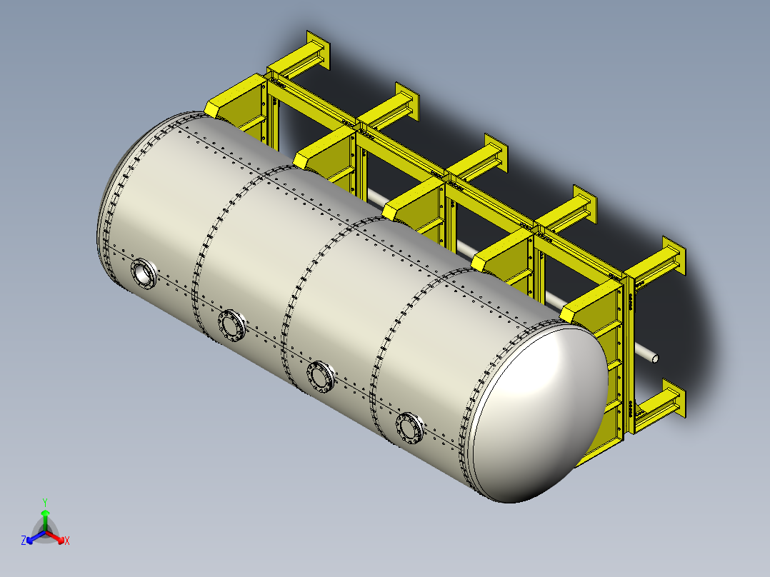 水箱冷却冷却罐正等轴测图