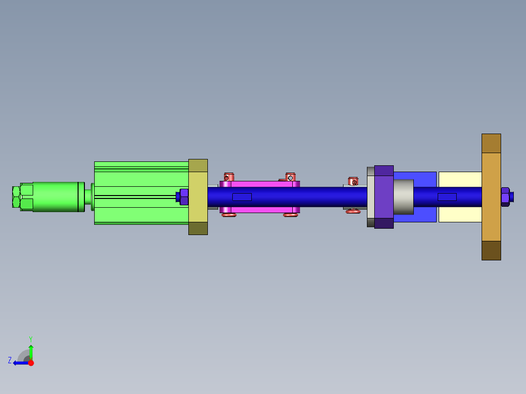 夹紧自锁机构利用连杆死点 强力自锁 结构简单巧妙右视图