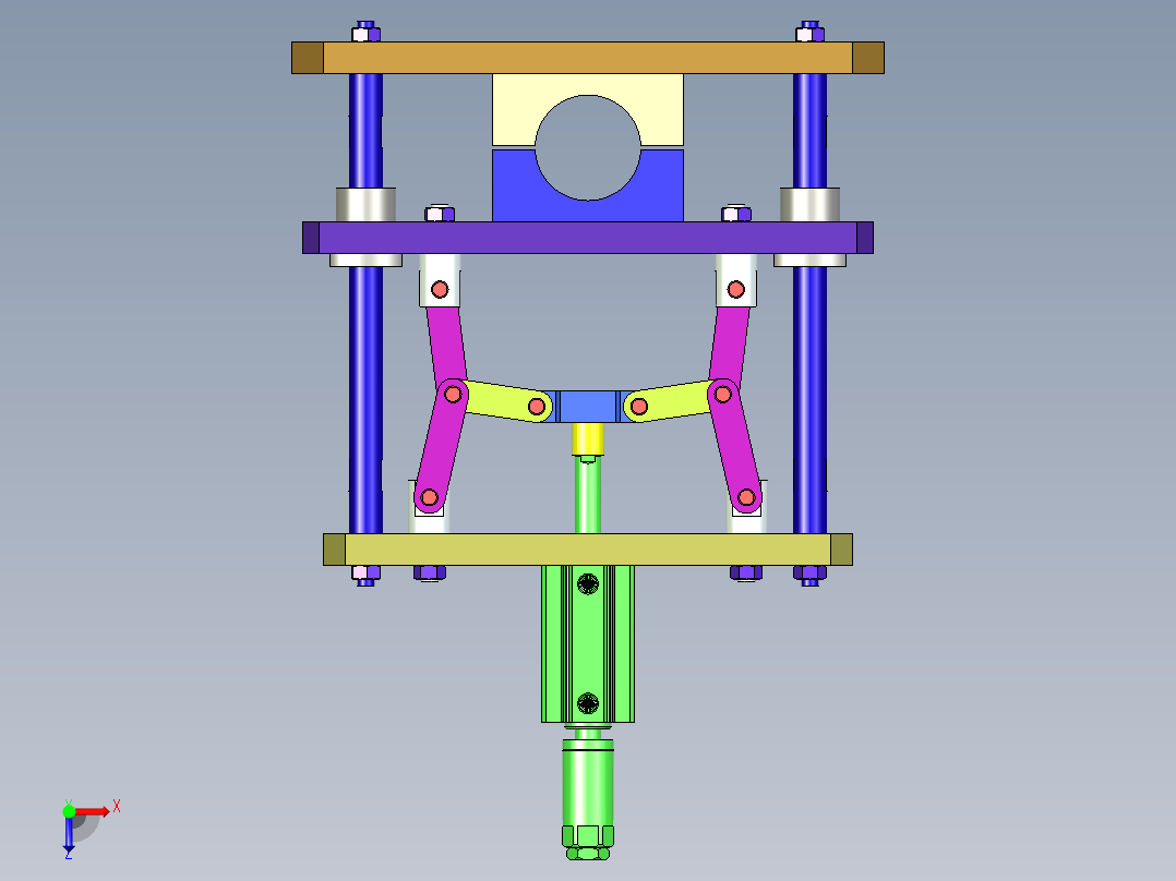 夹紧自锁机构利用连杆死点 强力自锁 结构简单巧妙俯视图