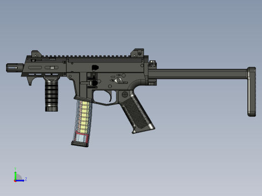 手枪左轮冲锋枪老式狙击步枪设计3D图纸veles-micro-9mm STP左视缩略图