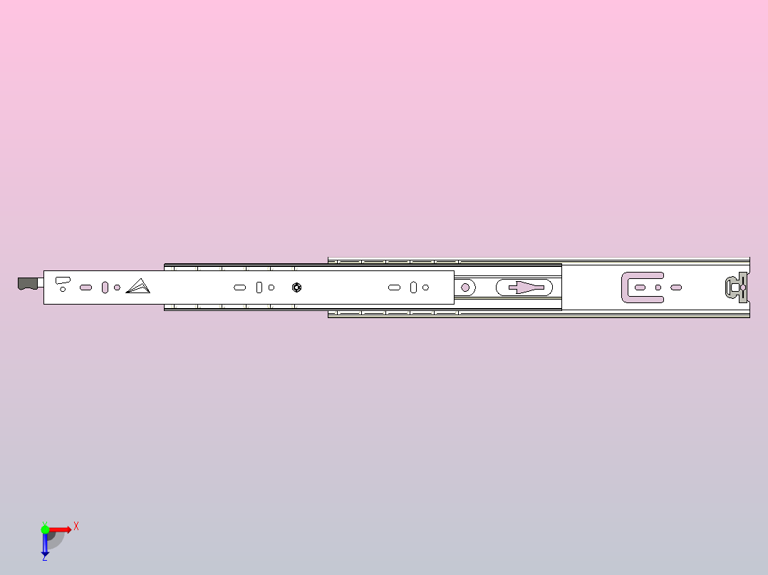 HA5133三节重型自锁钢珠滑轨[HA5133-14]俯视图