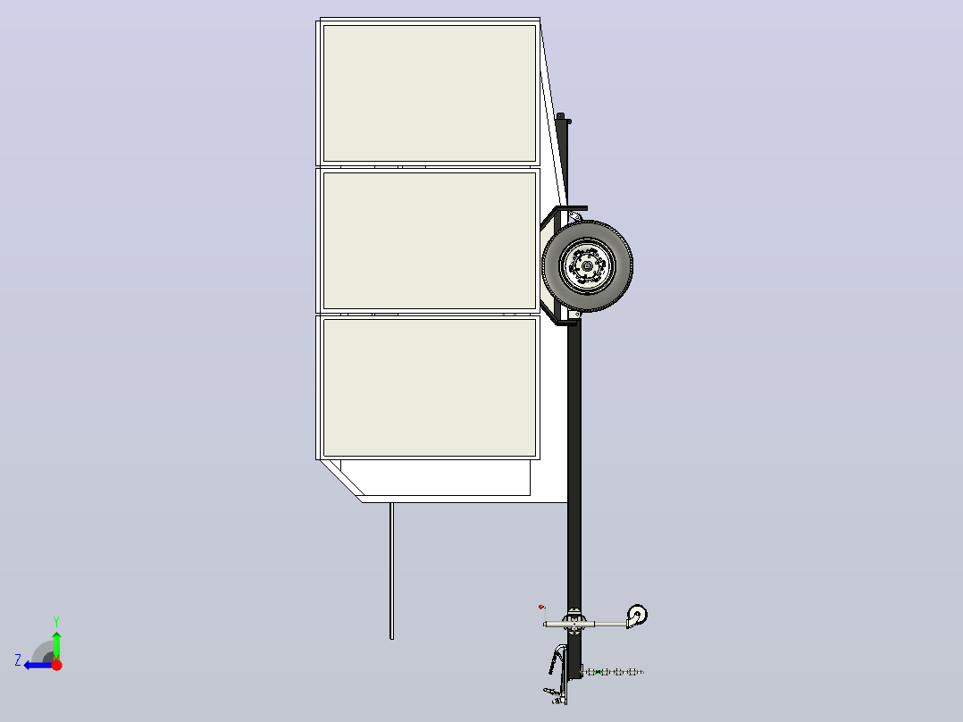 带太阳能的电力液压板拖车右视图