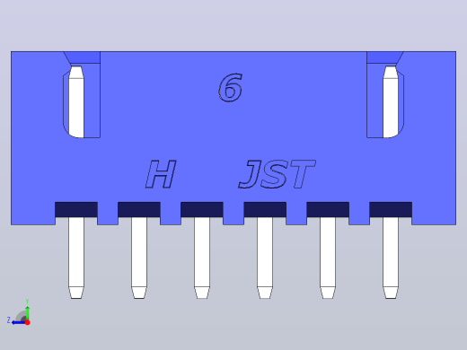 连接器蓝色JST XH 6针2.54 mm右视缩略图