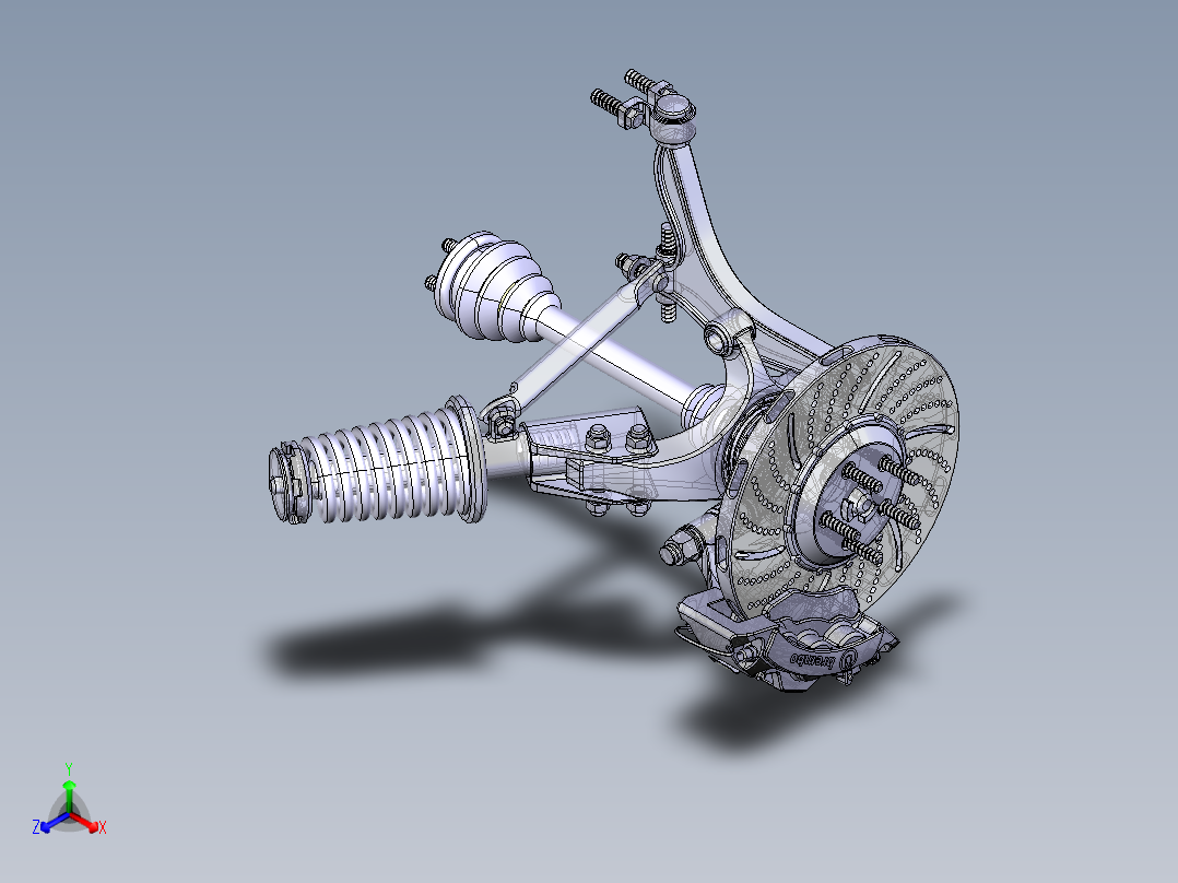 单边麦弗逊悬架3D模型图纸 CATIA设计
