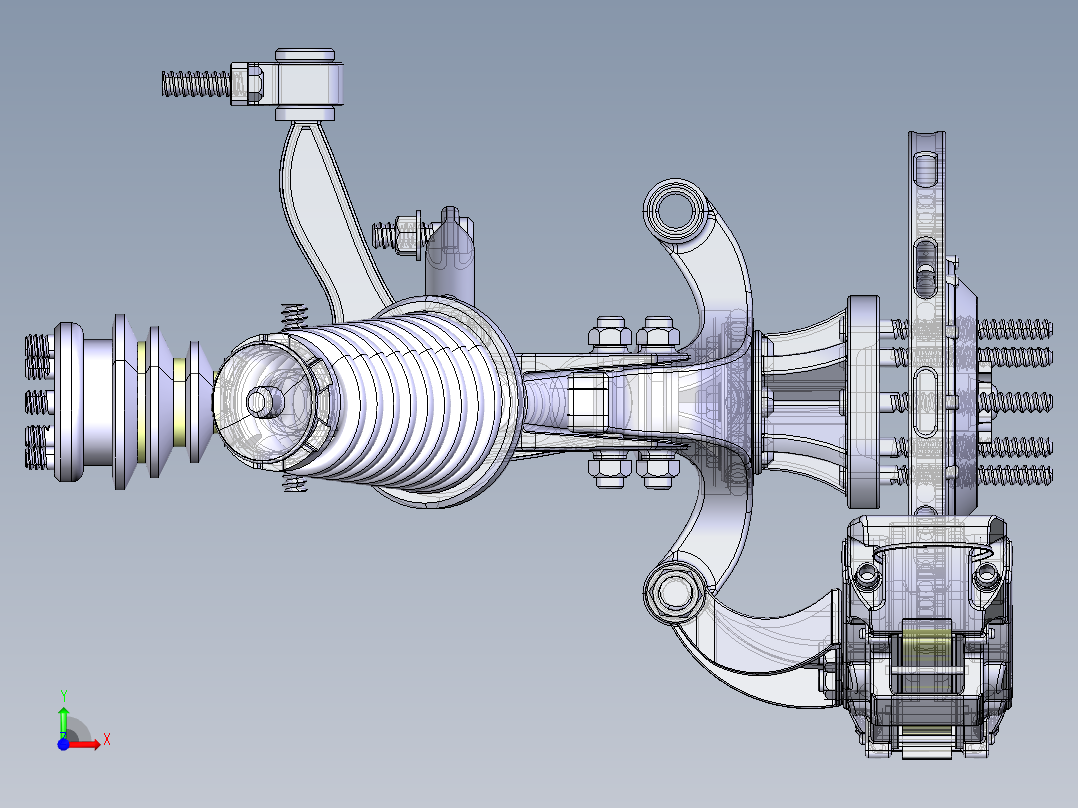 单边麦弗逊悬架3D模型图纸 CATIA设计前视图