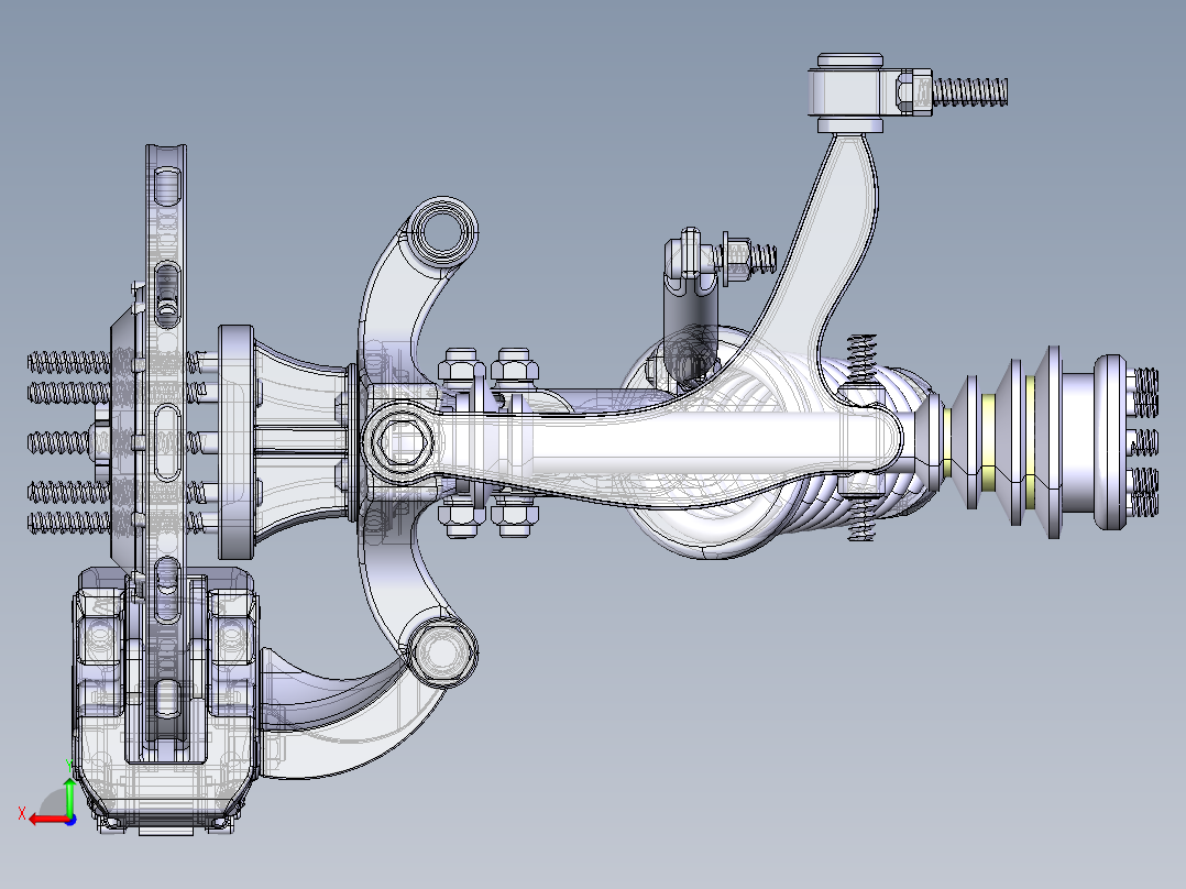 单边麦弗逊悬架3D模型图纸 CATIA设计后视图