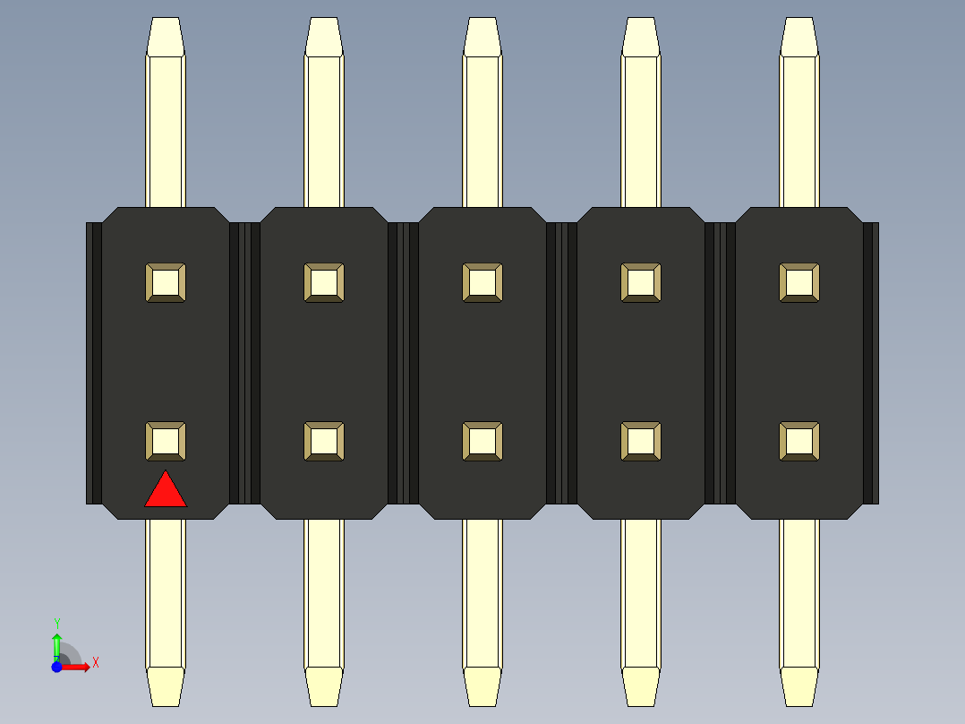 彩色公排针 100mil 2.54mm 系列-DS1022_black_10p_100mil_TypeSMT_rev1.0前视图